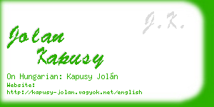 jolan kapusy business card